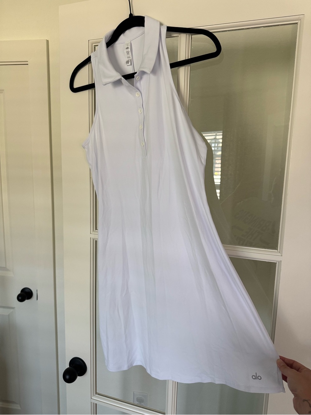 ALO Yoga White Sleeveless Polo Tennis Dress